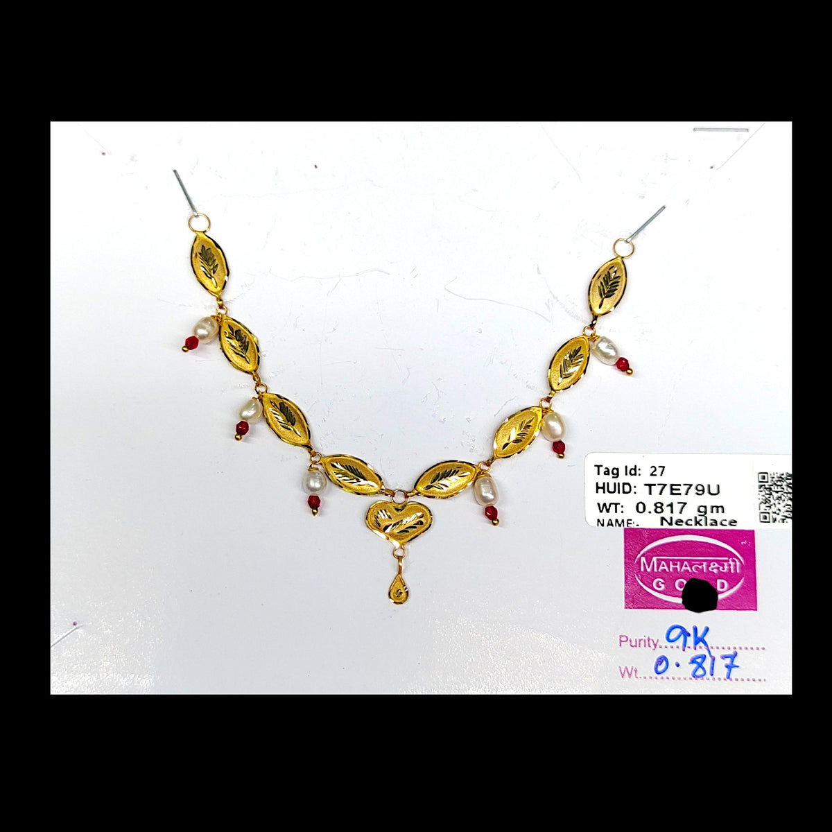 GOLD NECKLACE-(WGT: 0.817 GM APPROX) BIS CERTIFIED HUID HALLMARK 375 9KT GOLD NECKLACE 1 PIECE FOR WOMEN WITH FREE ADJUSTABLE TASSEL. (T7E79U)