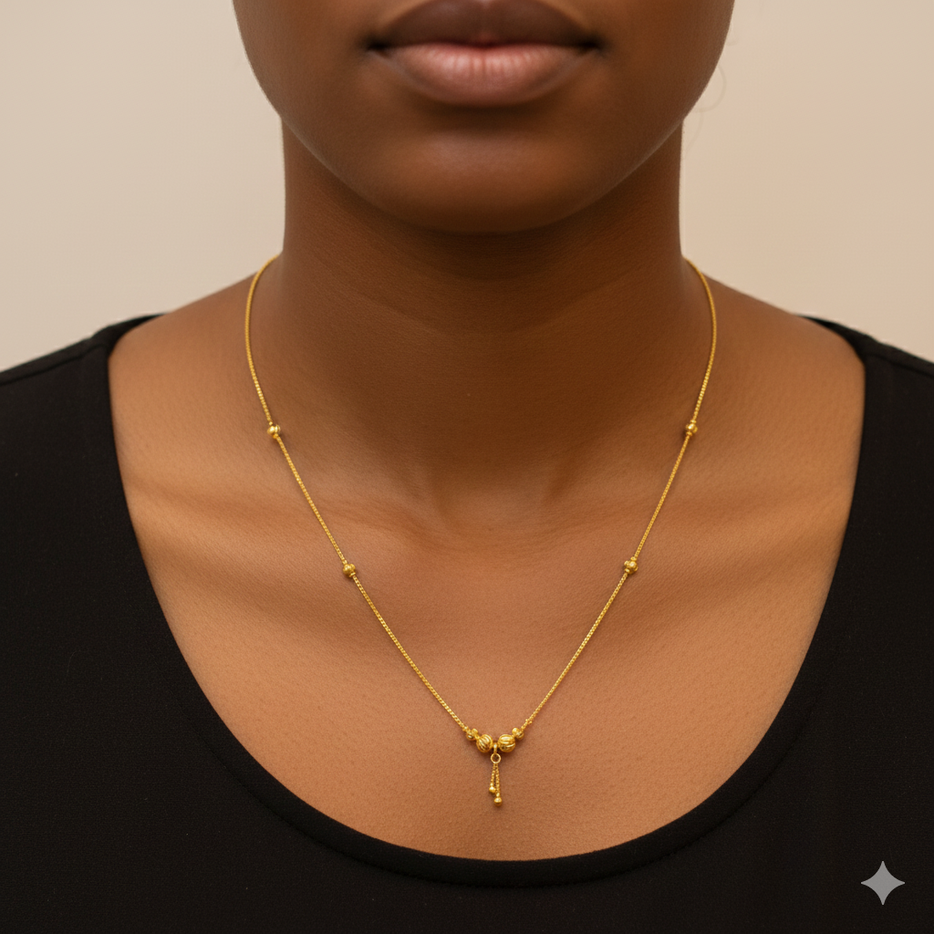 GCH-(WGT: 2.720 GM APPROX) BIS CERTIFIED HUID HALLMARK 9KT GOLD CHAIN WITH PENDANT (16 INCH) 1 PIECE FOR WOMEN.
