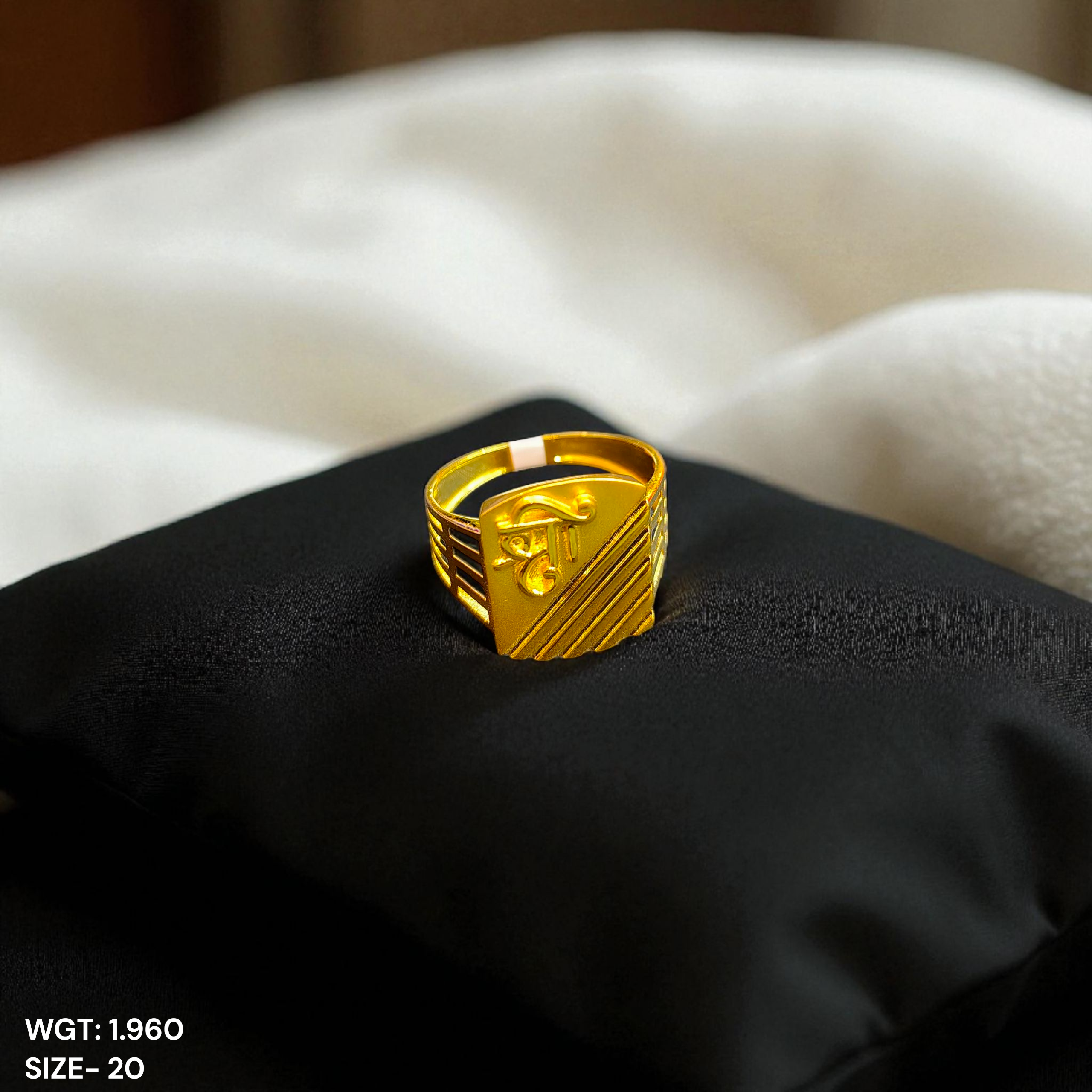 (GGFR9) TRJ (SIZE: 20) WGT: 1.960 GM APPROX BIS CERTIFIED HUID HALLMARK 9KT GOLD FINGER RING FOR MEN 1 PIECE FOR REGULAR USE.