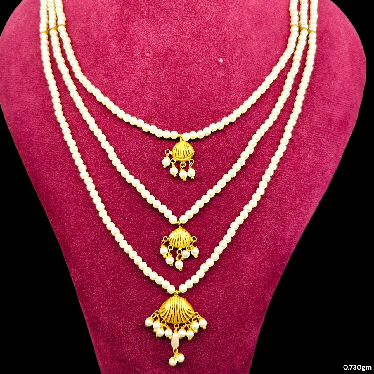 (GMH)- (WGT: 0.730 GM APPROX) BIS CERTIFIED HUID HALLMARK 9KT GOLD MOTI SITAHAR NECKLACE 1 PIECE WITH ADJUSTABLE TASSEL.
