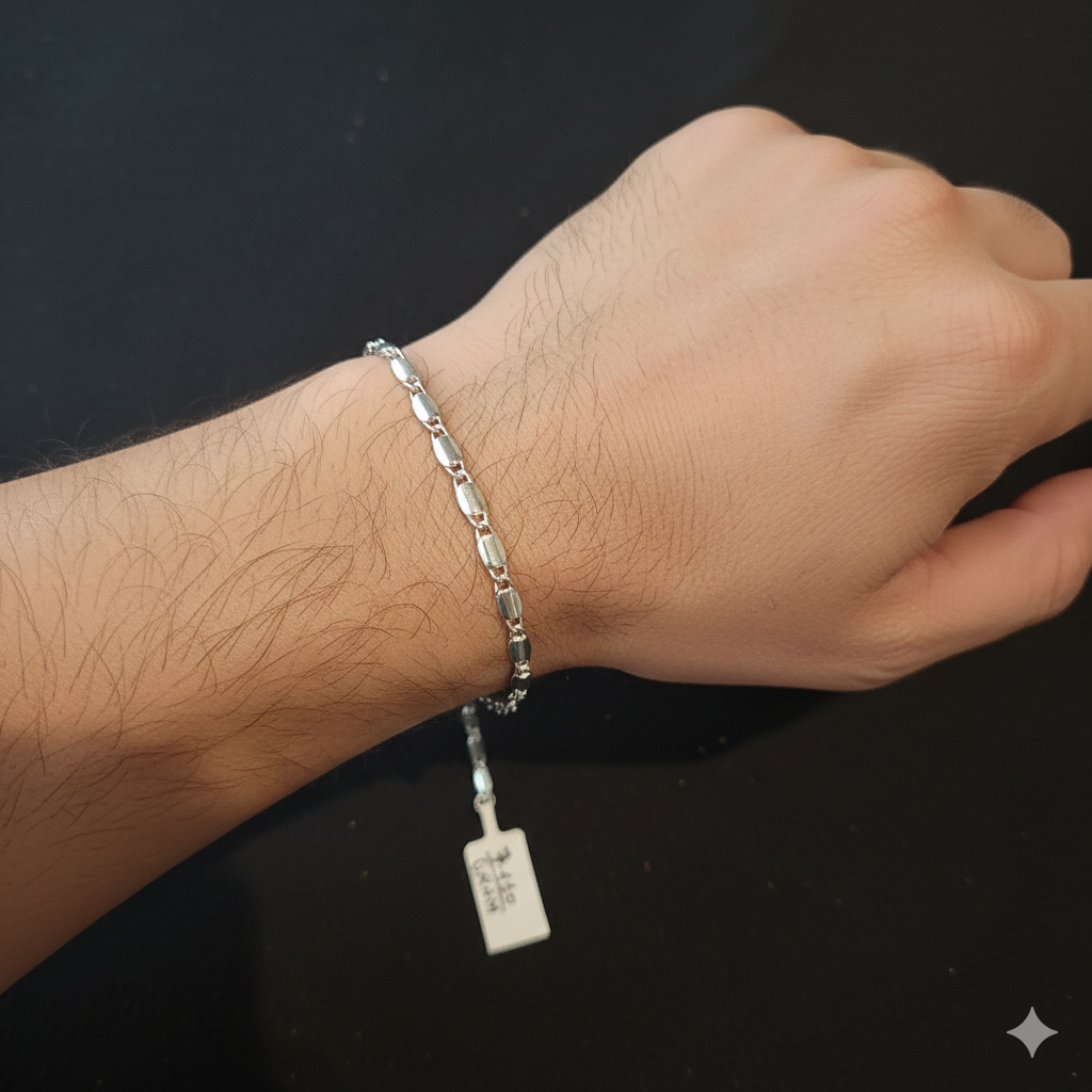 (SWL) RAJLAXMI 625 SILVER WRISTLET WGT: 7.410 GRAM 7.5" INCH FOR UNISEX 1 PIECE (REGULAR USE)