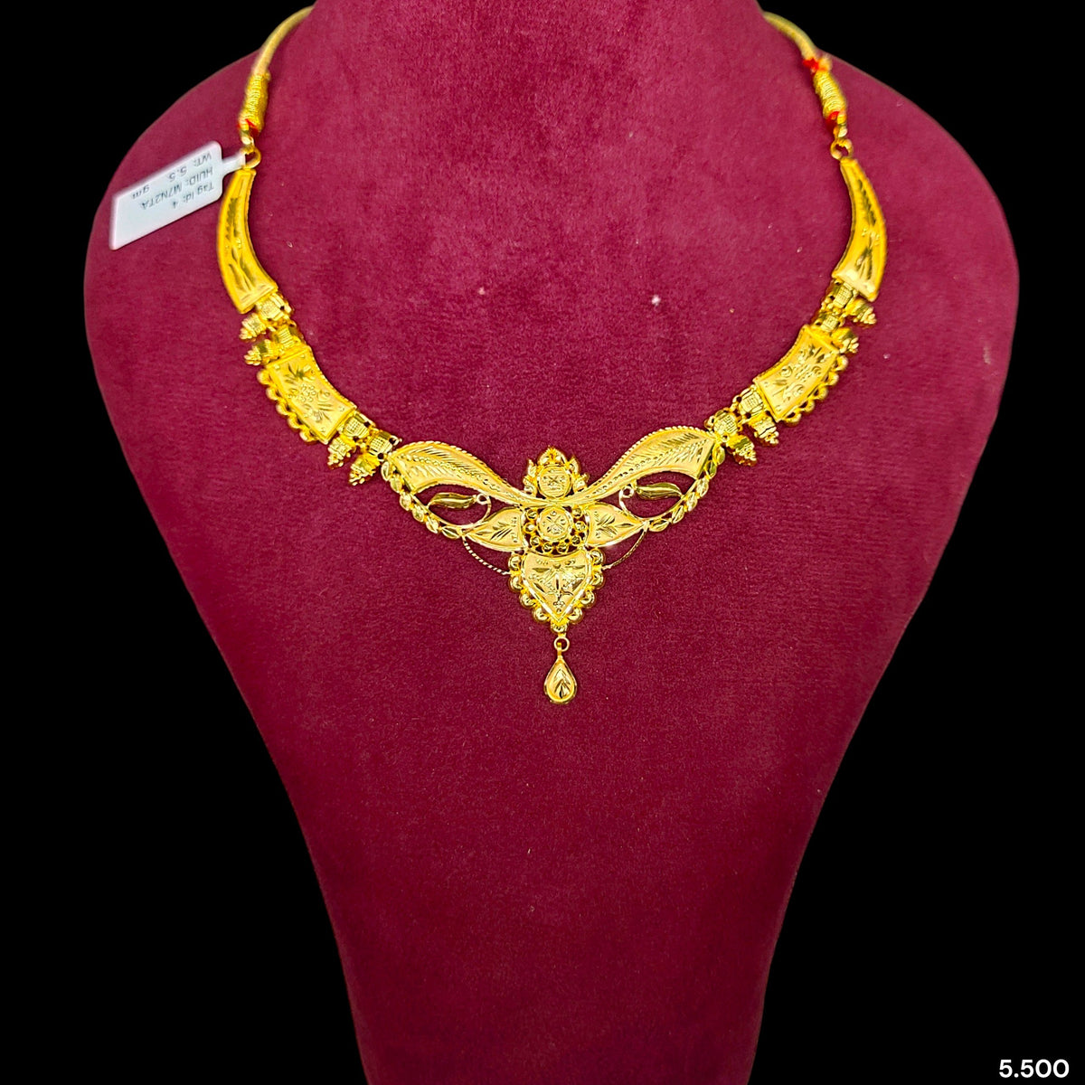 GCN22K- WGT: 5.500 BIS CERTIFIED HUID HALLMARK 916 22KT GOLD NECKLACE 1 PIECE WITH FREE ADJUSTABLE TASSEL FOR WOMEN.(M7N2TA)