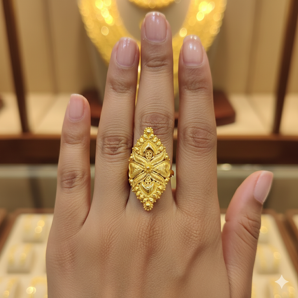 LADIES RING- (SIZE: 11) WGT: 2.340 GM APPROX 22KT HUID HALLMARK GOLD RING FOR WOMEN 1 PIECE.