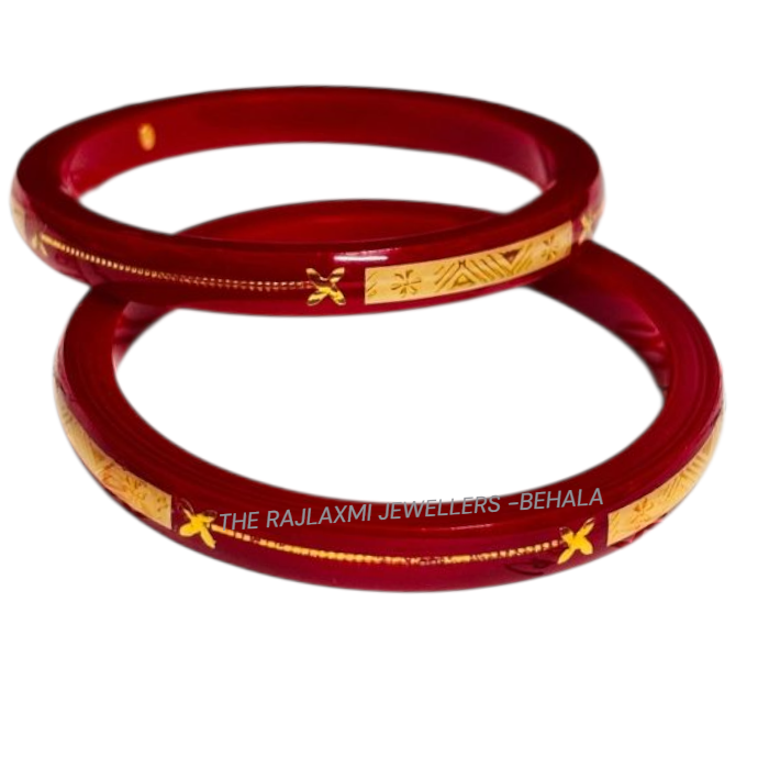 ROOKIE RED (FACEBOOK VIRAL POLA) GOLDEN DETAILING LAMINATION POLA SCALE DESIGN 1 PAIR FOR WOMEN - NON EXCHANGEABLE ITEM (GET ANY DESIGN AS PER AVAILABILITY)