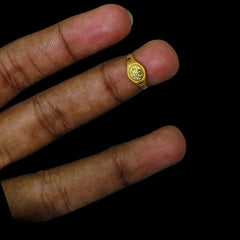 BABY JEWELLERY- TRJ WGT: 0.340 GM APPROX 375 9KT HUID HALLMARK GOLD BABY FINGER RING 1 PIECE FOR RICE CEREMONY & BIRTHDAY.