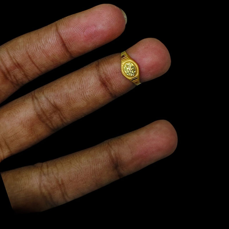 BABY JEWELLERY- TRJ WGT: 0.340 GM APPROX 375 9KT HUID HALLMARK GOLD BABY FINGER RING 1 PIECE FOR RICE CEREMONY & BIRTHDAY.