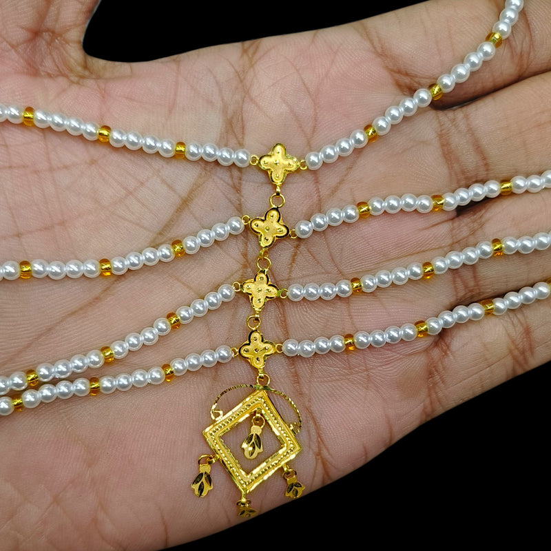 GOLD MOTI HAR- (MYWE4P)-(WGT: 2.310 GM APPROX) CERTIFIED BIS HALLMARK HUID 22KT GOLD MOTI NECKLACE 1 PIECE WITH ADJUSTABLE TASSEL.