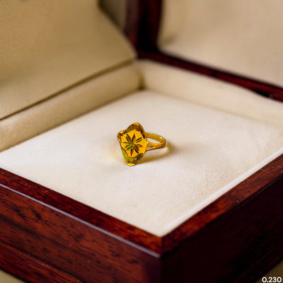 BABY JEWELLERY- TRJ (51RMGW) (WGT: 0.230 GM APPROX) 375 9KT HUID HALLMARK GOLD BABY FINGER RING 1 PIECE FOR RICE CEREMONY & BIRTHDAY.