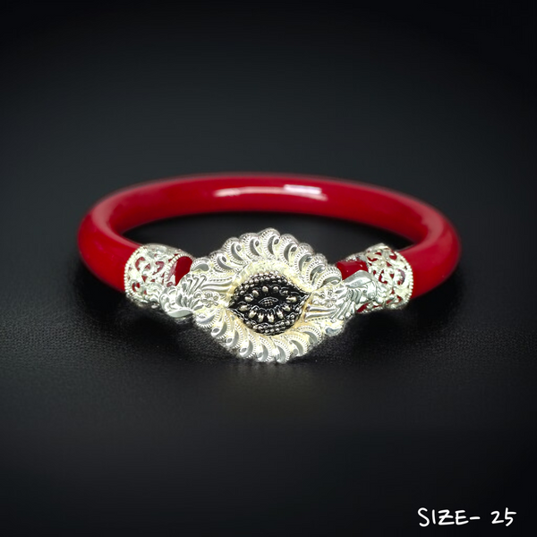 (SSP) (SIZE- 25) 925 ORIGINAL SILVER MUKH POLA BANGLES FOR WOMEN 1 PC - SOLD AS MRP BY RAJLAXMI.