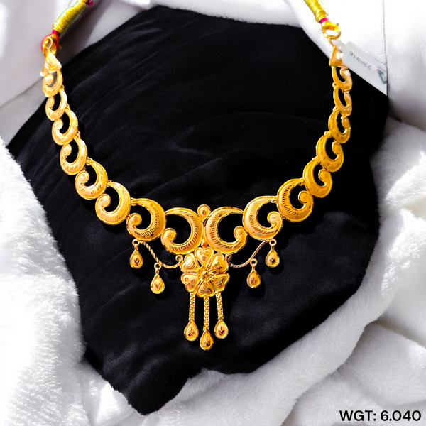 (GCN22) BIS CERTIFIED HUID HALLMARK 916 22KT GOLD NECKLACE CHOKER (APPROX WGT: 6.040 GM) 1 PIECE FOR WOMEN.
