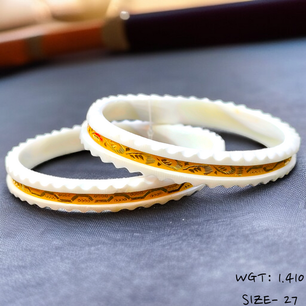 TRJ (SIZE: 27) WGT: 1.410 GM APPROX HUID HALLMARK 22KT GOLD SAKHA BANGLES 1 PAIR DESIGN FOR REGULAR USE.