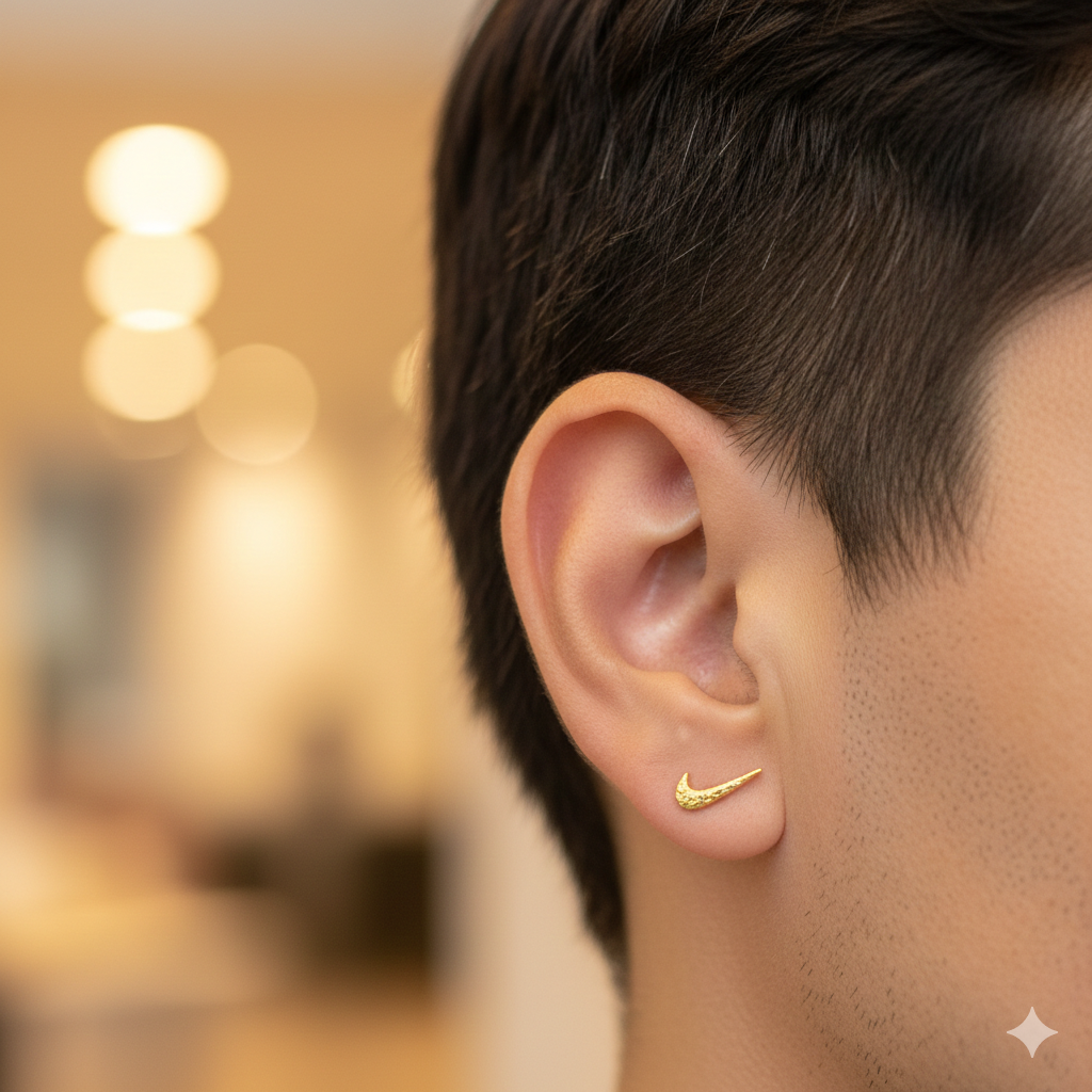 STUD EARRING BOYS- WGT: 0.160 GM APPROX BIS CERTIFIED HUID HALLMARK 9KT GOLD STUD EARRINGS FOR MEN (SINGLE PIECE) FOR REGULAR USE.