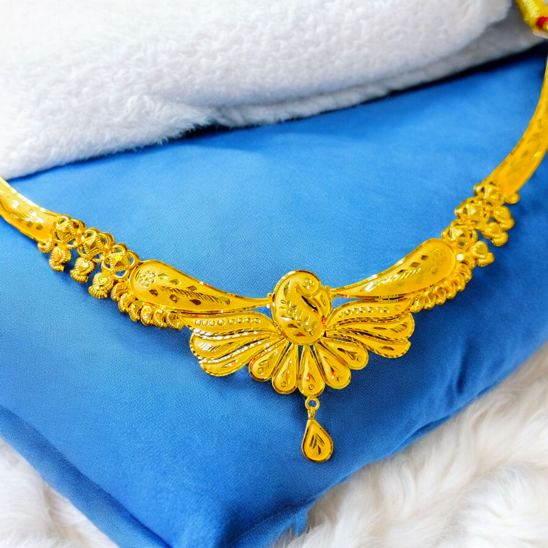 (GCN22) BIS CERTIFIED HUID HALLMARK 916 22KT GOLD NECKLACE CHOKER (APPROX WGT: 4.730 GM) 1 PIECE FOR WOMEN.