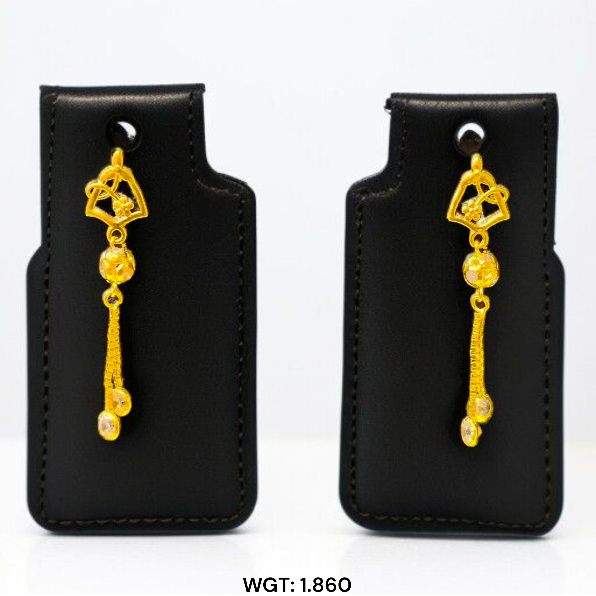 (GER22) BIS CERTIFIED WGT: 1.860 GM APPROX HUID HALLMARK 916 22KT GOLD EARRINGS KANBALA 1 PAIR FOR WOMEN.