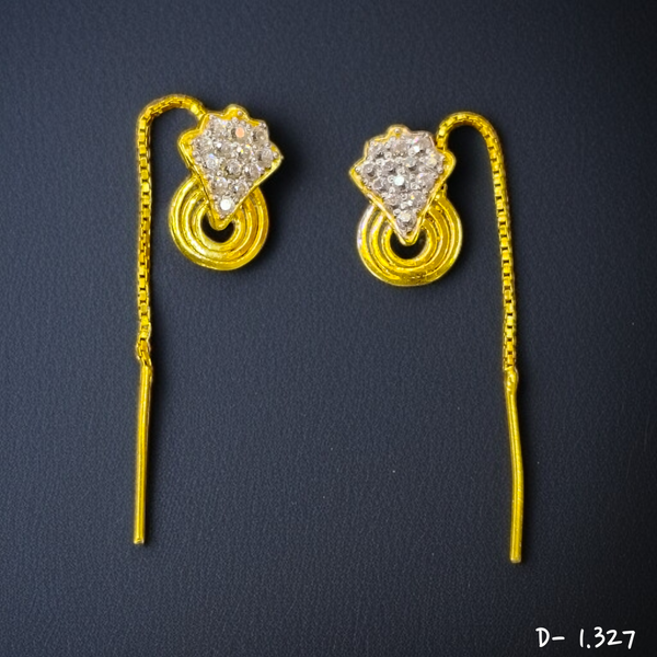(GSD) RAJLAXMI WGT: 1.327 GM APPROX 22KT HALLMARK GOLD SUI DHAGA EARRINGS 1 PAIR FOR DAILY WEAR.
