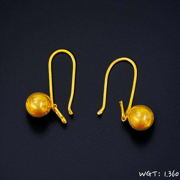 RAJLAXMI WGT: 1.360 GM APPROX HUID HALLMARK 916 22KT GOLD EAR TOPS STUD 1 PAIR FOR REGULAR USE.