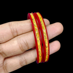 GPB22K- (LL8H26)-(Q3N1HK)-(SIZE-24) WGT: 1.580 GM APPROX BIS CERTIFIED HUID HALLMARK 916 22KT GOLD POLA BADHANO 1 PAIR FOR WOMEN.