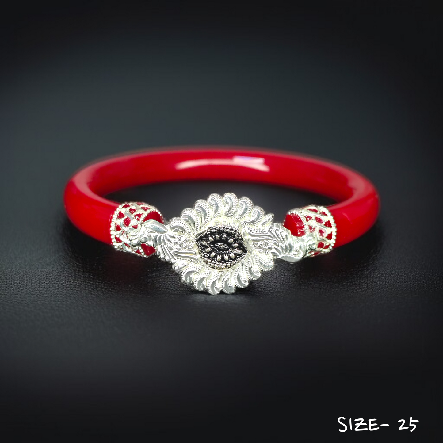 (SSP) (SIZE- 25) 925 ORIGINAL SILVER MUKH POLA BANGLES FOR WOMEN 1 PC - SOLD AS MRP BY RAJLAXMI.