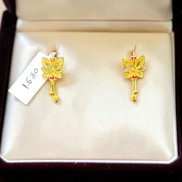 GOLD TOPS- BIS CERTIFIED WGT: 1.630 GM APPROX HUID HALLMARK 916 22KT GOLD SAFETIPIN EARRINGS 1 PAIR FOR WOMEN.
