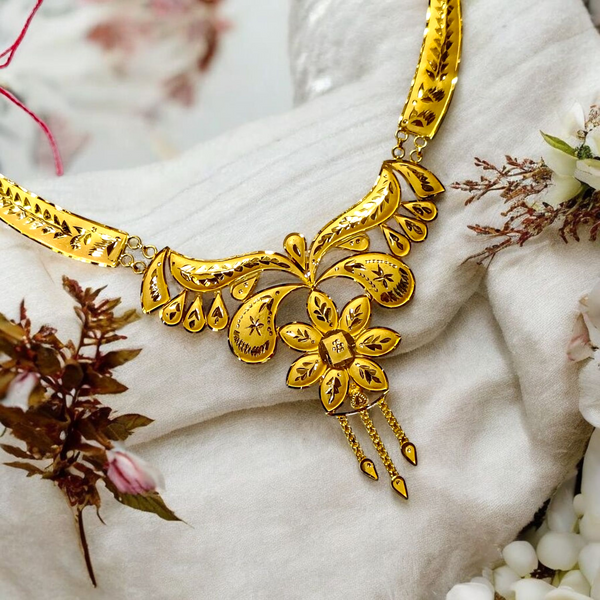 (GCN22) BIS CERTIFIED HUID HALLMARK 916 22KT GOLD NECKLACE CHOKER (APPROX WGT: 5.050 GM) 1 PIECE FOR WOMEN.