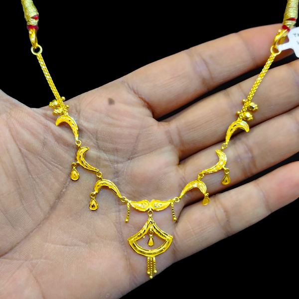 GOLD CHOKER NECKLACE- WGT: 3.270 BIS CERTIFIED HUID HALLMARK 916 22KT GOLD NECKLACE 1 PIECE WITH FREE ADJUSTABLE TASSEL FOR WOMEN.