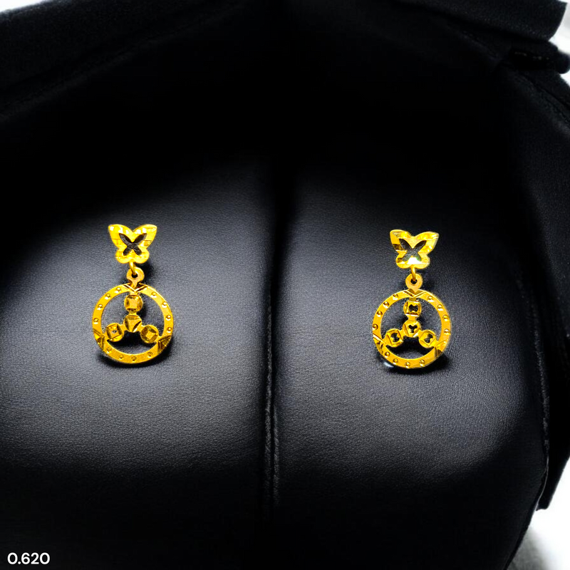 GOLD EARRINGS- WGT: 0.620 GM APPROX BIS CERTIFIED HUID HALLMARK 9KT GOLD EARRINGS 1 PAIR FOR WOMEN.