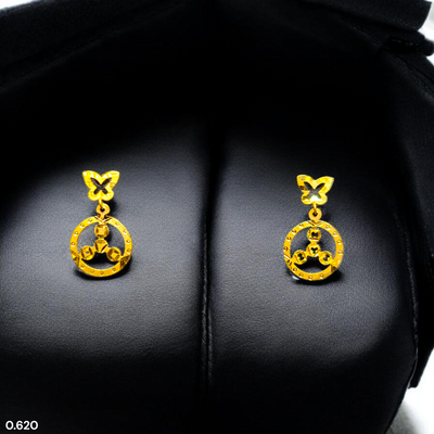 GOLD EARRINGS- WGT: 0.620 GM APPROX BIS CERTIFIED HUID HALLMARK 9KT GOLD EARRINGS 1 PAIR FOR WOMEN.