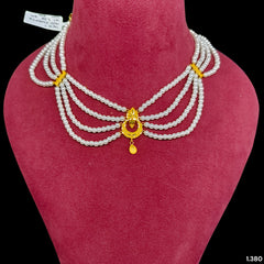GOLD MOTI HAR- (FHRPTA)-(WGT: 1.380 GM APPROX) CERTIFIED BIS HALLMARK HUID 22KT GOLD MOTI NECKLACE 1 PIECE WITH ADJUSTABLE TASSEL.