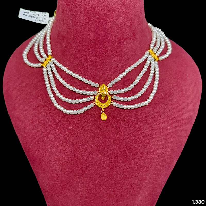 GOLD MOTI HAR- (FHRPTA)-(WGT: 1.380 GM APPROX) CERTIFIED BIS HALLMARK HUID 22KT GOLD MOTI NECKLACE 1 PIECE WITH ADJUSTABLE TASSEL.