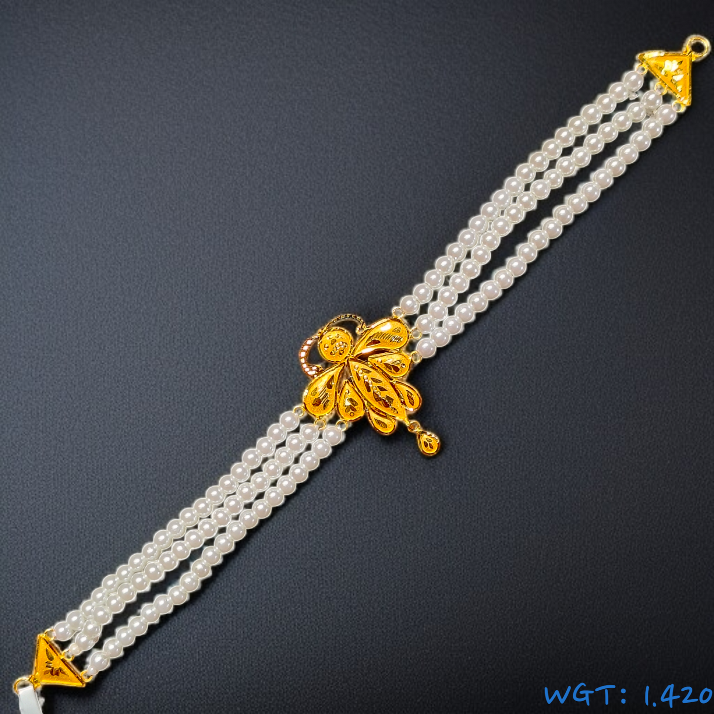 (GCN) TRJ WGT: 1.420 GM APPROX 22KT HALLMARK HUID GOLD MOTI CHOKER 1 PIECE WITH ADJUSTABLE TASSEL.