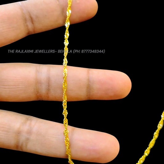 GCH- (DISCO DESIGN) BIS CERTIFIED TRJ WGT: 2.700 GM APPROX HUID HALLMARK 22KT GOLD CHAIN (18 INCH) 1 PIECE FOR WOMEN.