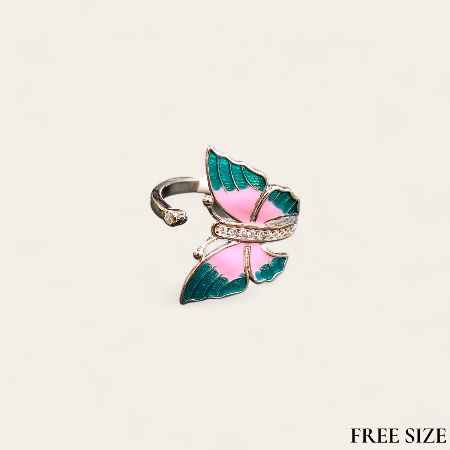 RAJLAXMI (SIZE:FREE) HALLMARK 925 SILVER FINGER BUTTERFLY MINAKARI DESIGN RING 1 PIECE FOR WOMEN FOR REGULAR USE - BEST FOR GIFTING (SOLD ON MRP)