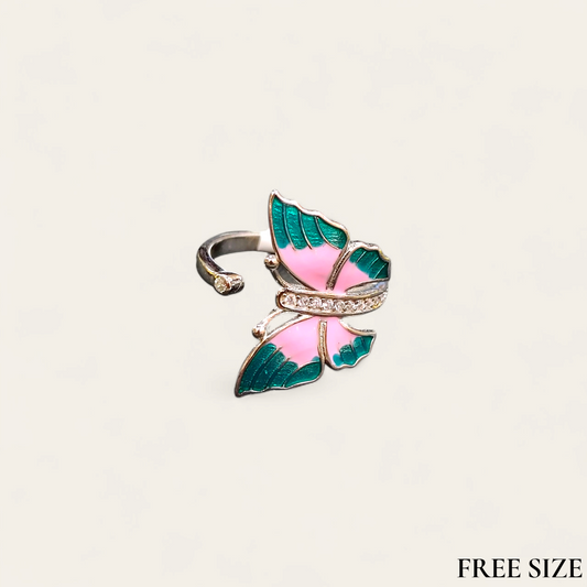 RAJLAXMI (SIZE:FREE) HALLMARK 925 SILVER FINGER BUTTERFLY MINAKARI DESIGN RING 1 PIECE FOR WOMEN FOR REGULAR USE - BEST FOR GIFTING (SOLD ON MRP)