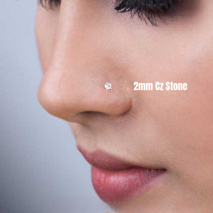 (GREAT FREEDOM OFFER) 3MM KDM GOLD NOSEPIN (30 TONCH) STUDDED WITH CZ STONE 1 PIECE (TAR DESIGN) FOR GIFT YOUR LOVED ONES FOR WOMEN.