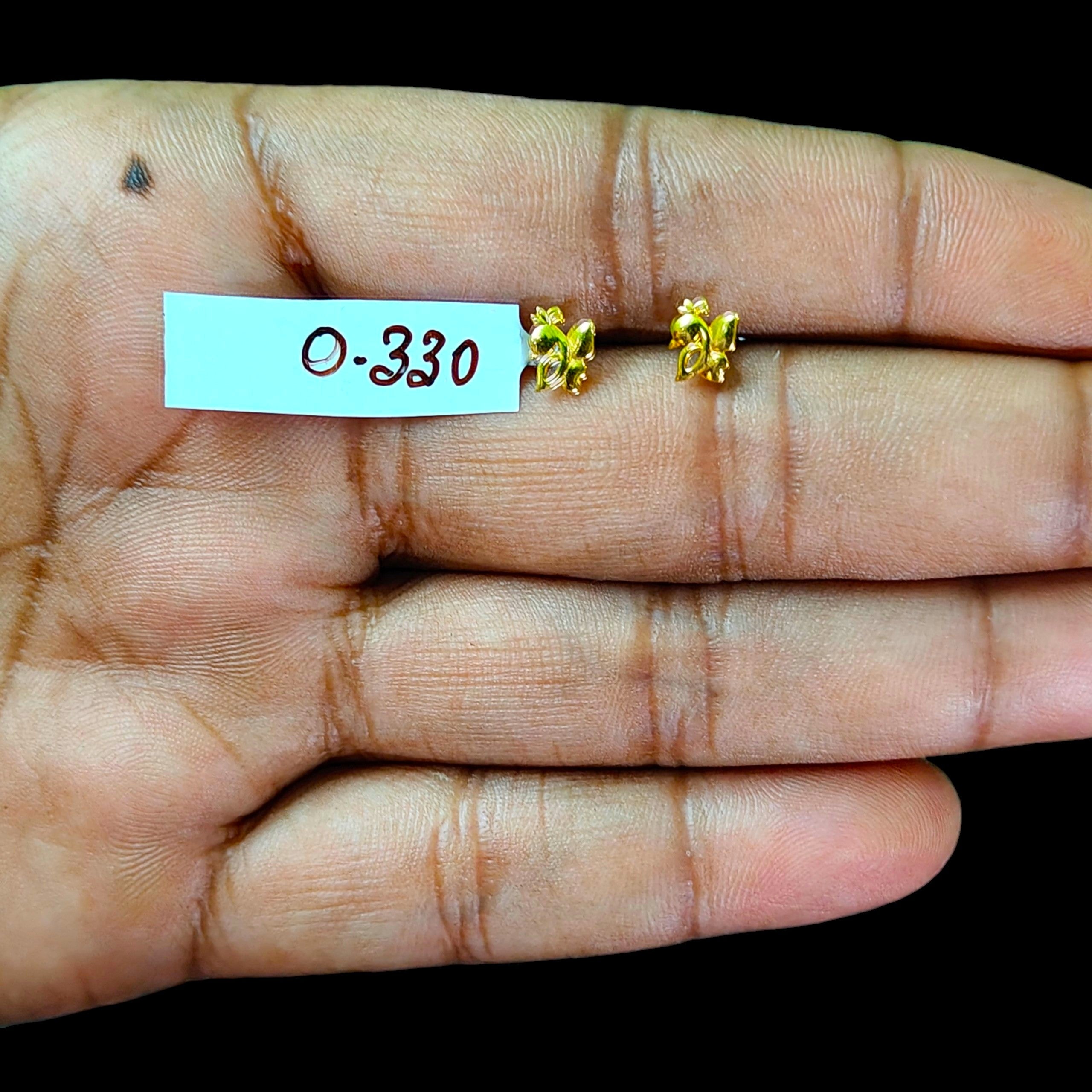 BABY JEWELLERY STUD EARRING- TRJ BABY TOPS WGT: 0.330 GM APPROX BIS CERTIFIED HUID HALLMARK 9KT GOLD STUD EARRINGS FOR WOMEN 1 PAIR FOR REGULAR USE.