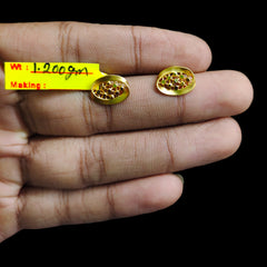 GOLD TOPS- BIS CERTIFIED (WGT: 1.200 GM APPROX) HUID HALLMARK 375 9KT GOLD TOPS 1 PAIR BEST FOR MARRIAGE GIFT.