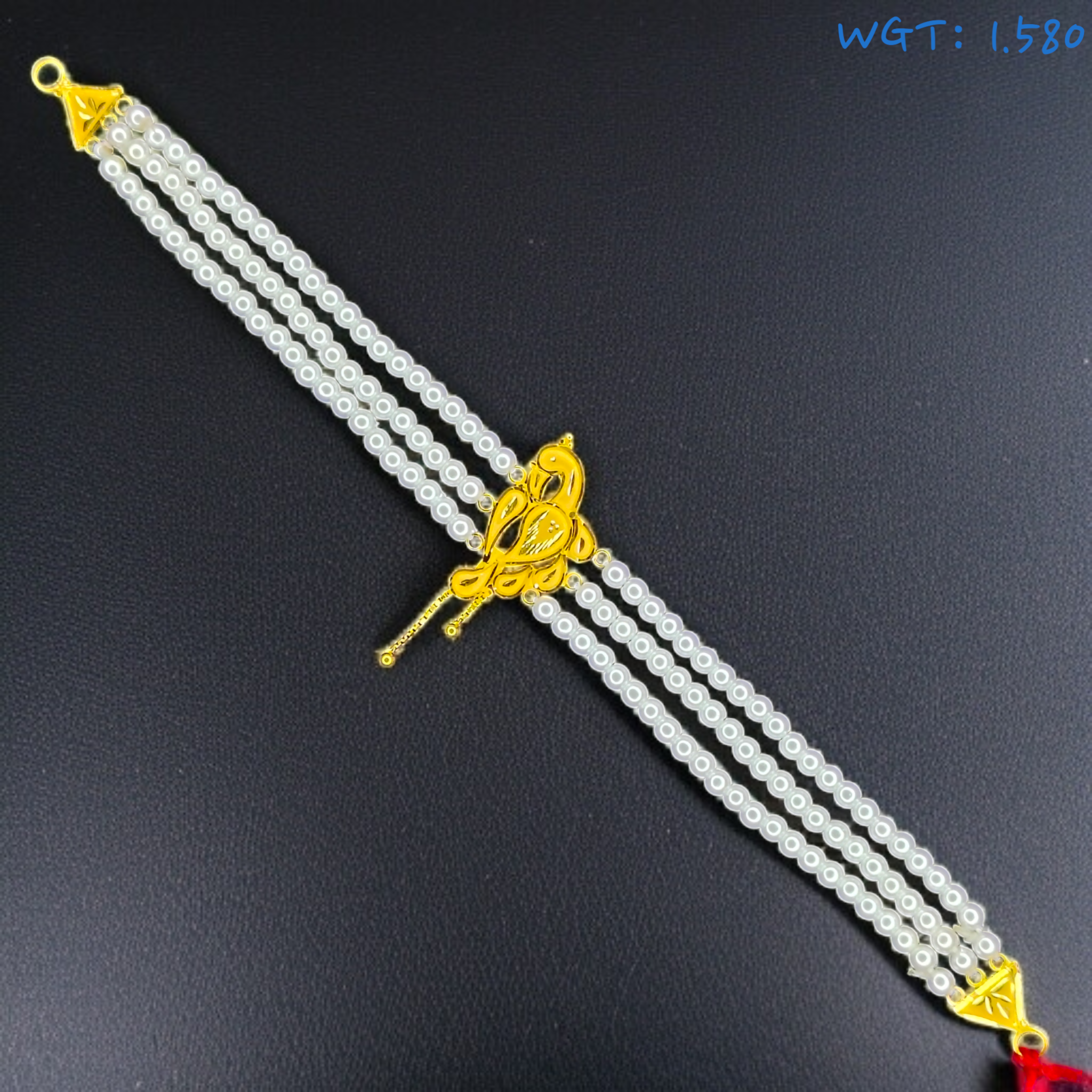 (GCN) TRJ WGT: 1.580 GM APPROX 22KT HALLMARK HUID GOLD MOTI CHOKER 1 PIECE WITH ADJUSTABLE TASSEL.