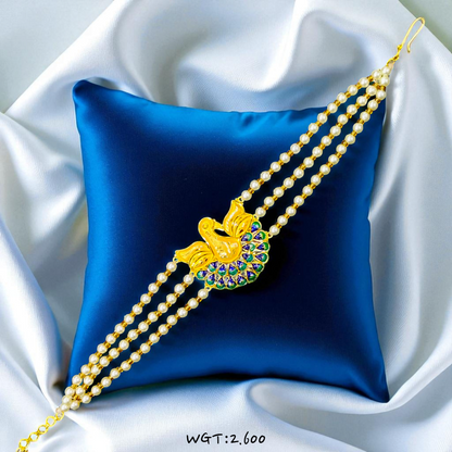RAJLAXMI WGT: 2.600 GM APPROX HUID HALLMARK 916 22KT GOLD MANTASHA WITH PEARL CHAIN FOR WOMEN.