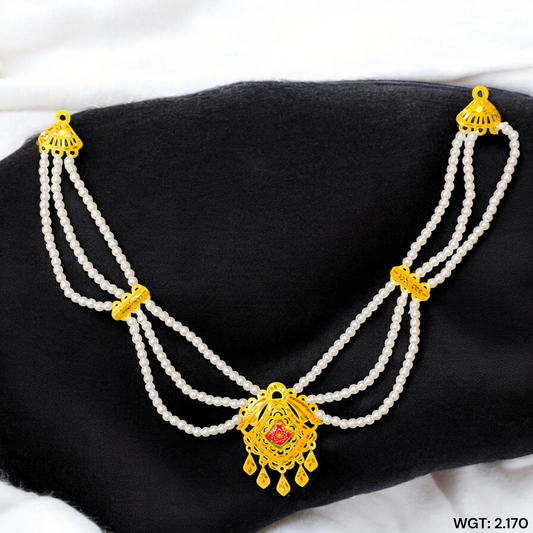 RAJLAXMI WGT: 2.170 GM APPROX HUID HALLMARK 22KT GOLD MOTI NECKLACE 1 PIECE WITH ADJUSTABLE TASSEL.