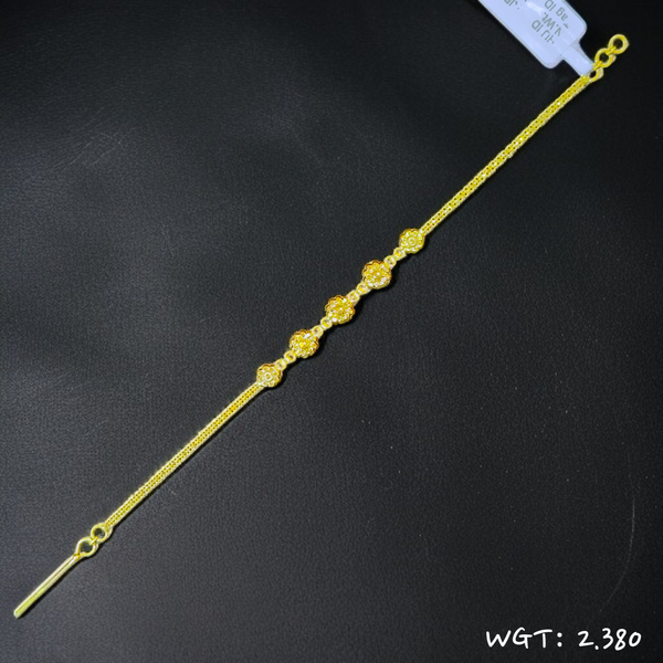 TRJ SIZE- ADJUSTABLE WGT: 2.380 GM APPROX HUID HALLMARK 22KT GOLD WRISTLET 1 PIECE FOR WOMEN.