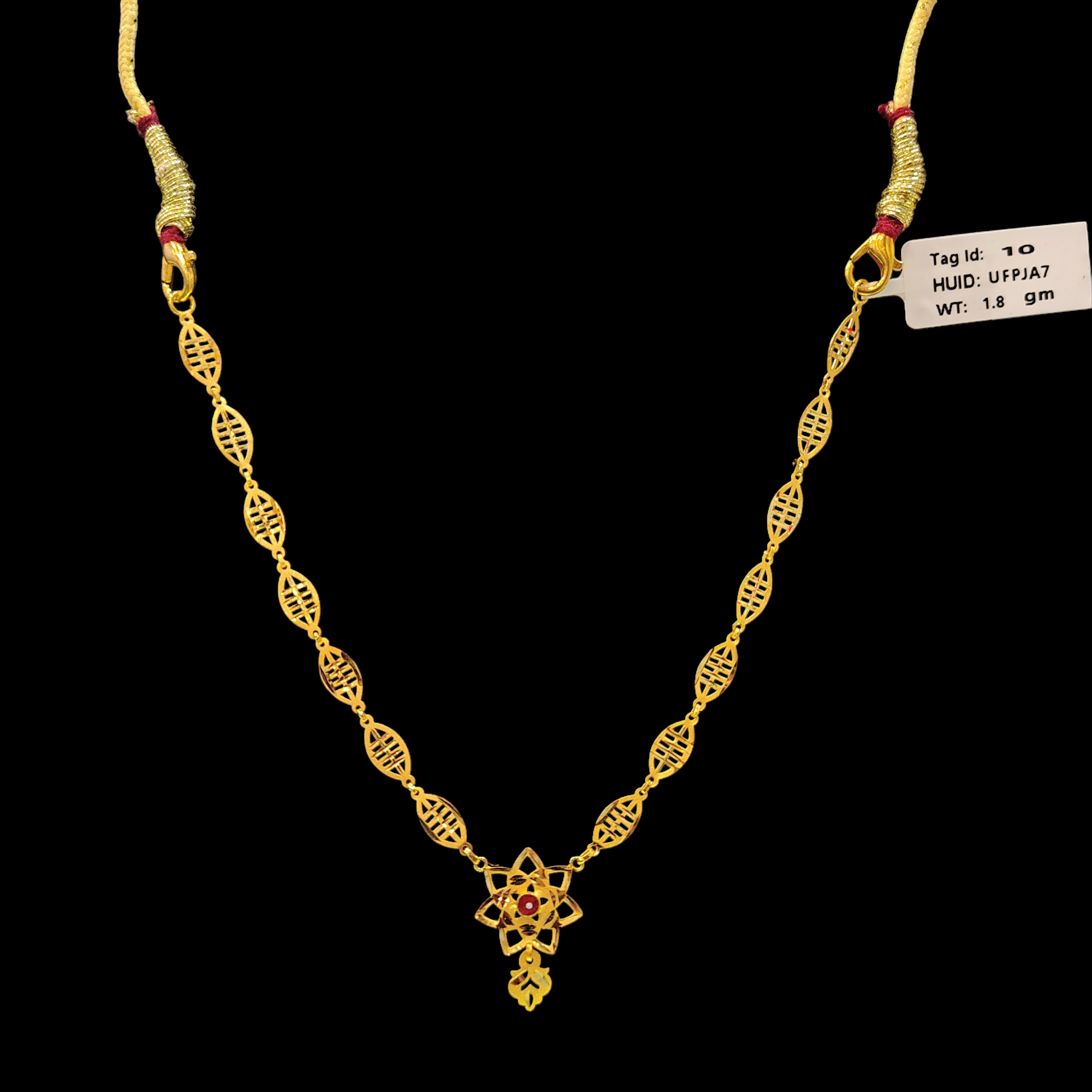 GOLD CHOKER NECKLACE- WGT: 1.800 BIS CERTIFIED HUID HALLMARK 916 22KT GOLD NECKLACE 1 PIECE WITH FREE ADJUSTABLE TASSEL FOR WOMEN.