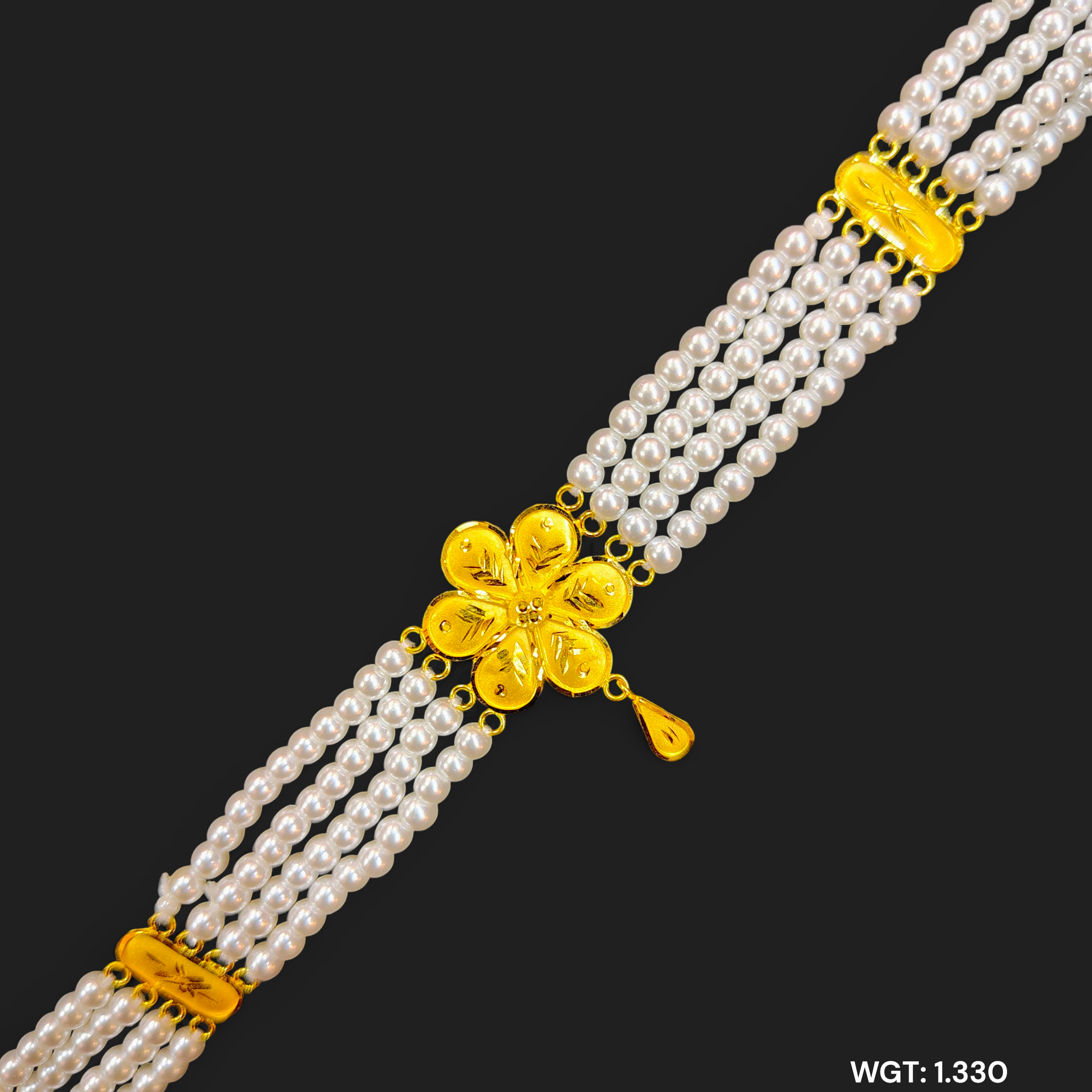 (GMC) CERTIFIED BIS HUID HALLMARK 916 22KT GOLD MOTI CHOKER 1 PIECE (WGT: 1.330 GM) WITH ADJUSTABLE TASSEL FOR GIFT IN MARRIAGE.