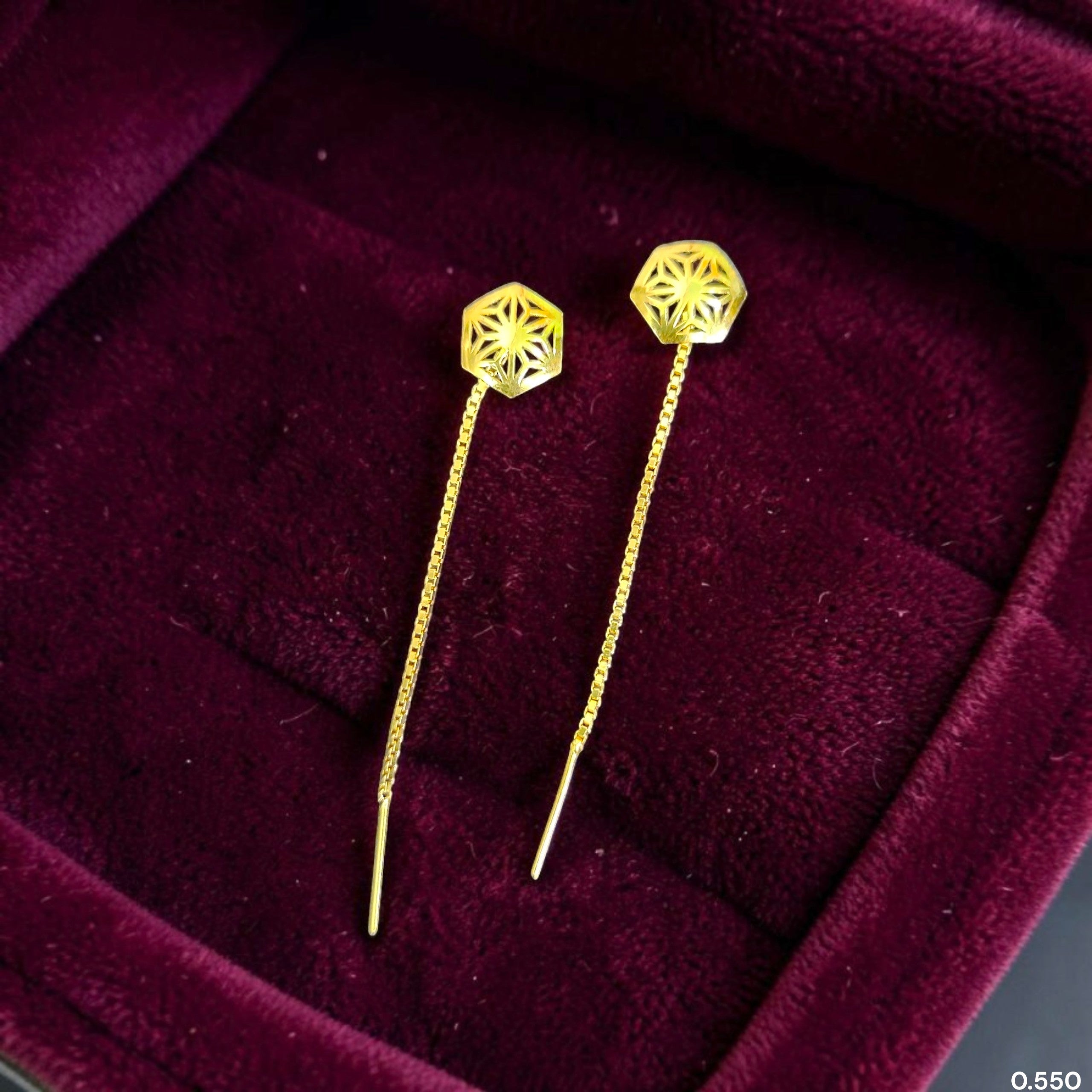 GOLD SUIDHAGA- (WGT: 0.550 GM APPROX) BIS CERTIFIED HUID HALLMARK 9KT GOLD SUIDHAGA EARRINGS (1 PAIR) FOR WOMEN.