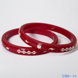 (SSP) (SIZE- 27) RED PASTING DESIGN 925 ORIGINAL SILVER POLA BANGLES FOR WOMEN 1 PAIR - SOLD AS MRP BY RAJLAXMI.