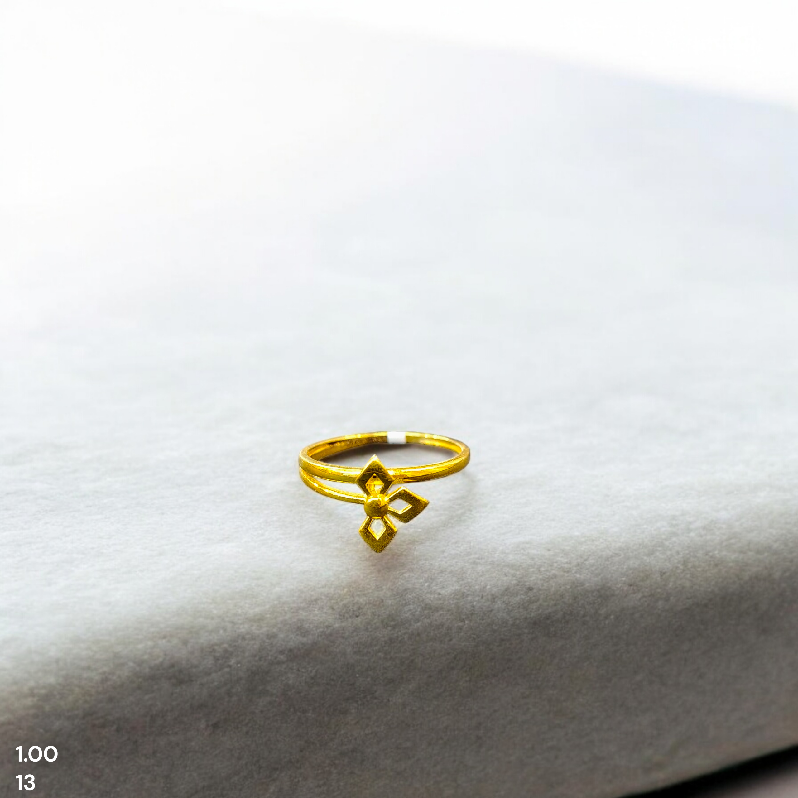 LADIES RING- TRJ (SIZE:13) WGT: 1.00 GM APPROX BIS CERTIFIED HUID HALLMARK 9KT GOLD FINGER RING FOR WOMEN 1 PIECE.