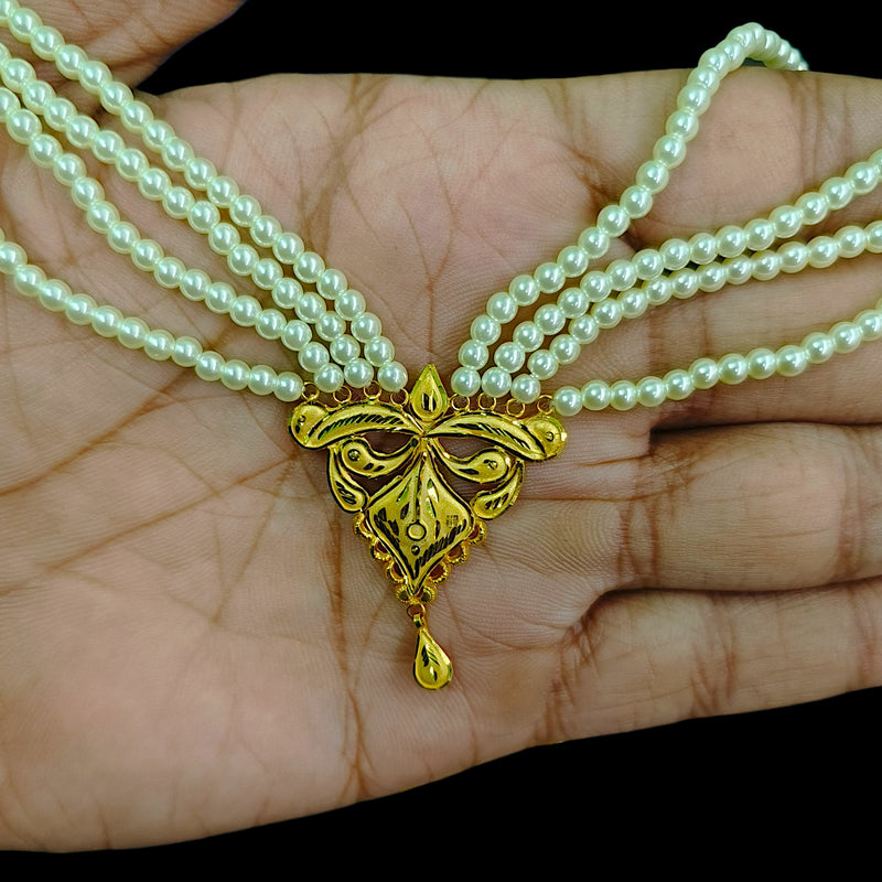 (GMH)- (DV7K33) (WGT: 1.670 GM APPROX) BIS CERTIFIED HUID HALLMARK 9KT GOLD MOTI SITAHAR NECKLACE 1 PIECE WITH ADJUSTABLE TASSEL.