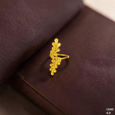 LADIES RING- (7Z3LK6) (SIZE: 11) (WGT: 1.040 GM APPROX) BIS CERTIFIED HUID HALLMARK 9KT GOLD FINGER RING FOR WOMEN 1 PIECE