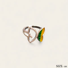 RAJLAXMI (SIZE:10) HALLMARK 925 SILVER FINGER BUTTERFLY MINAKARI DESIGN RING 1 PIECE FOR WOMEN FOR REGULAR USE - BEST FOR GIFTING (SOLD ON MRP)