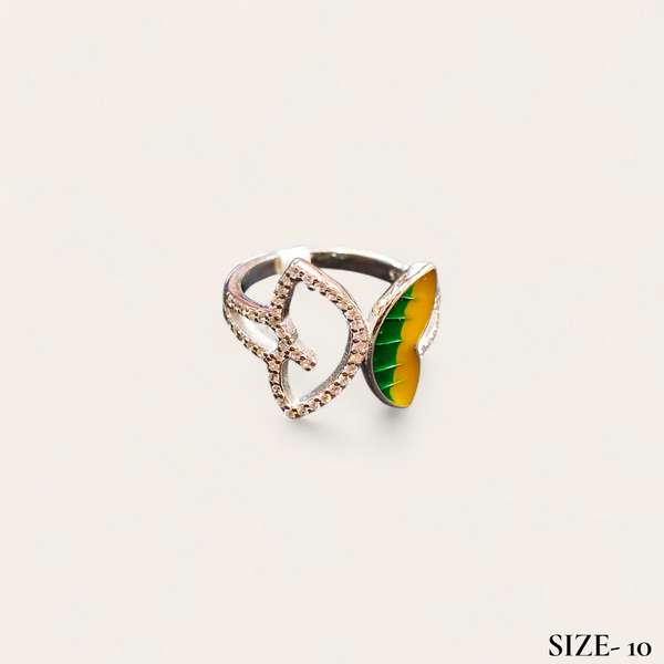RAJLAXMI (SIZE:10) HALLMARK 925 SILVER FINGER BUTTERFLY MINAKARI DESIGN RING 1 PIECE FOR WOMEN FOR REGULAR USE - BEST FOR GIFTING (SOLD ON MRP)