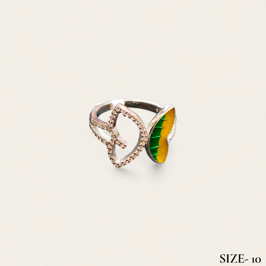 RAJLAXMI (SIZE:10) HALLMARK 925 SILVER FINGER BUTTERFLY MINAKARI DESIGN RING 1 PIECE FOR WOMEN FOR REGULAR USE - BEST FOR GIFTING (SOLD ON MRP)